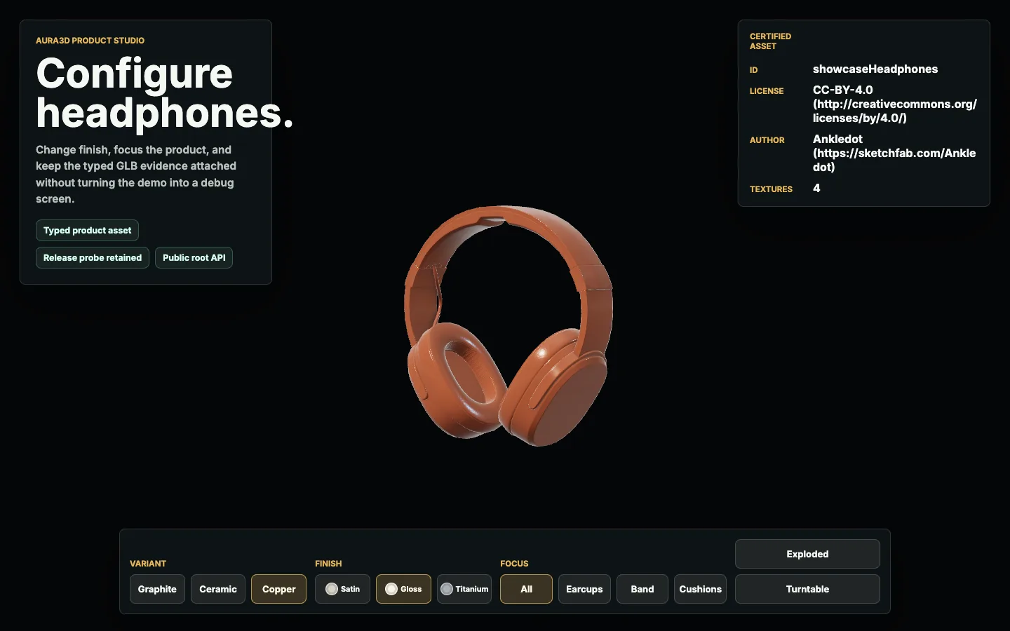 Interactive Aura3D product configurator