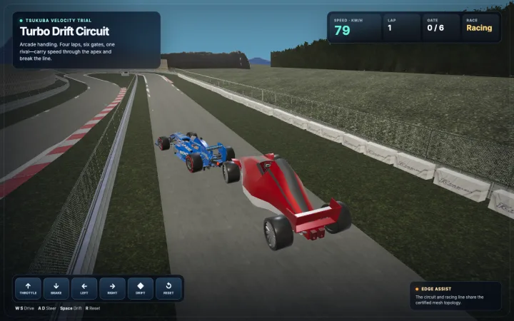 Turbo Drift Circuit gameplay with two Formula cars on the track